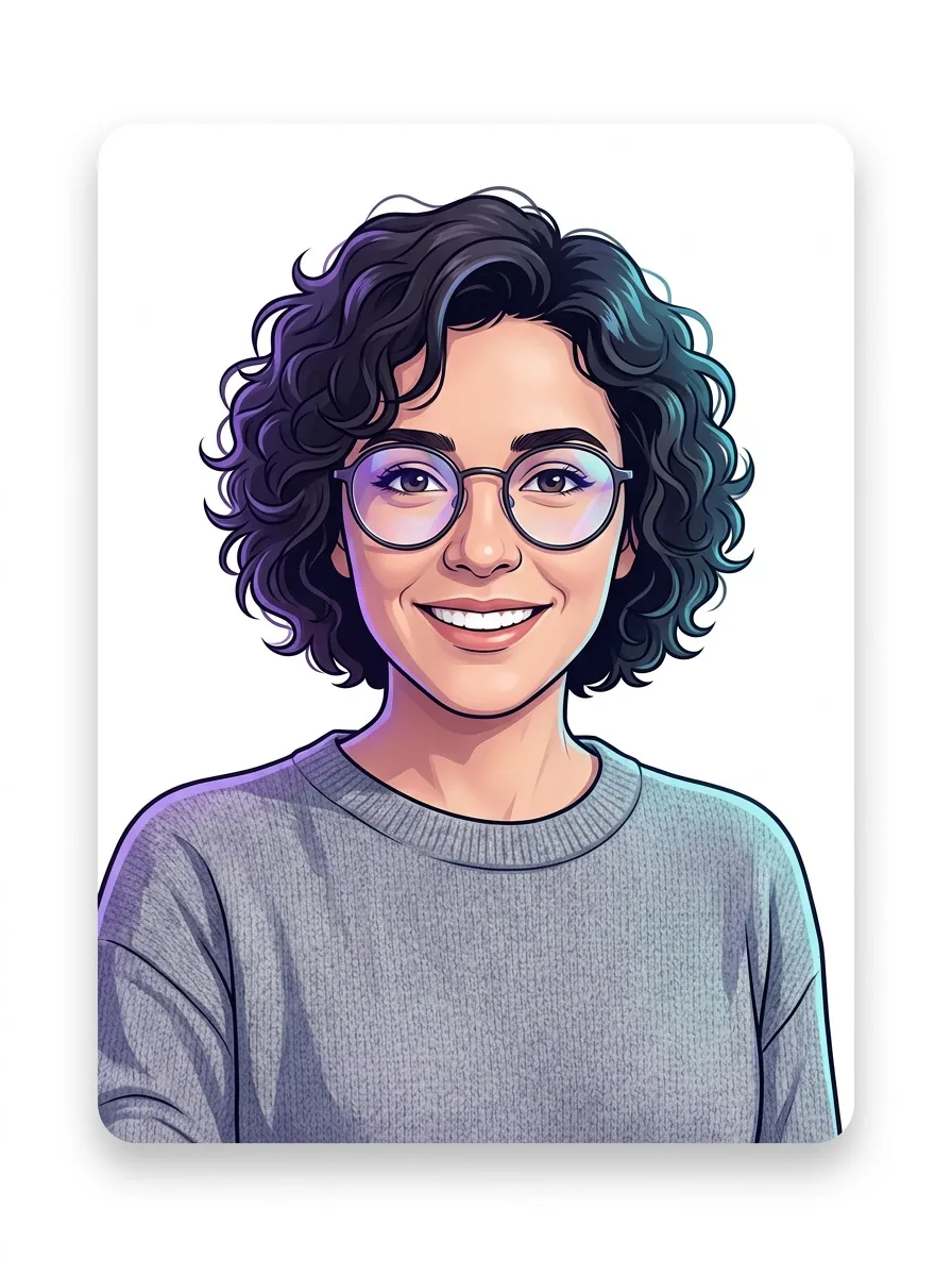 Woman viewing her finished avatar portrait on her phone