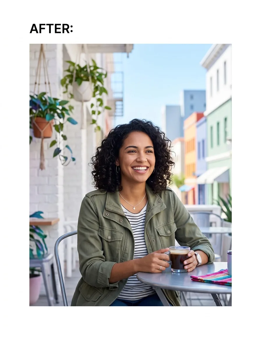 Woman photo with a fresh generated background
