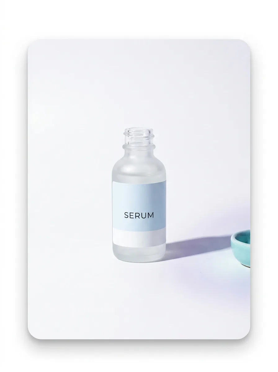 Finished product photo of a skincare bottle on a clean white background