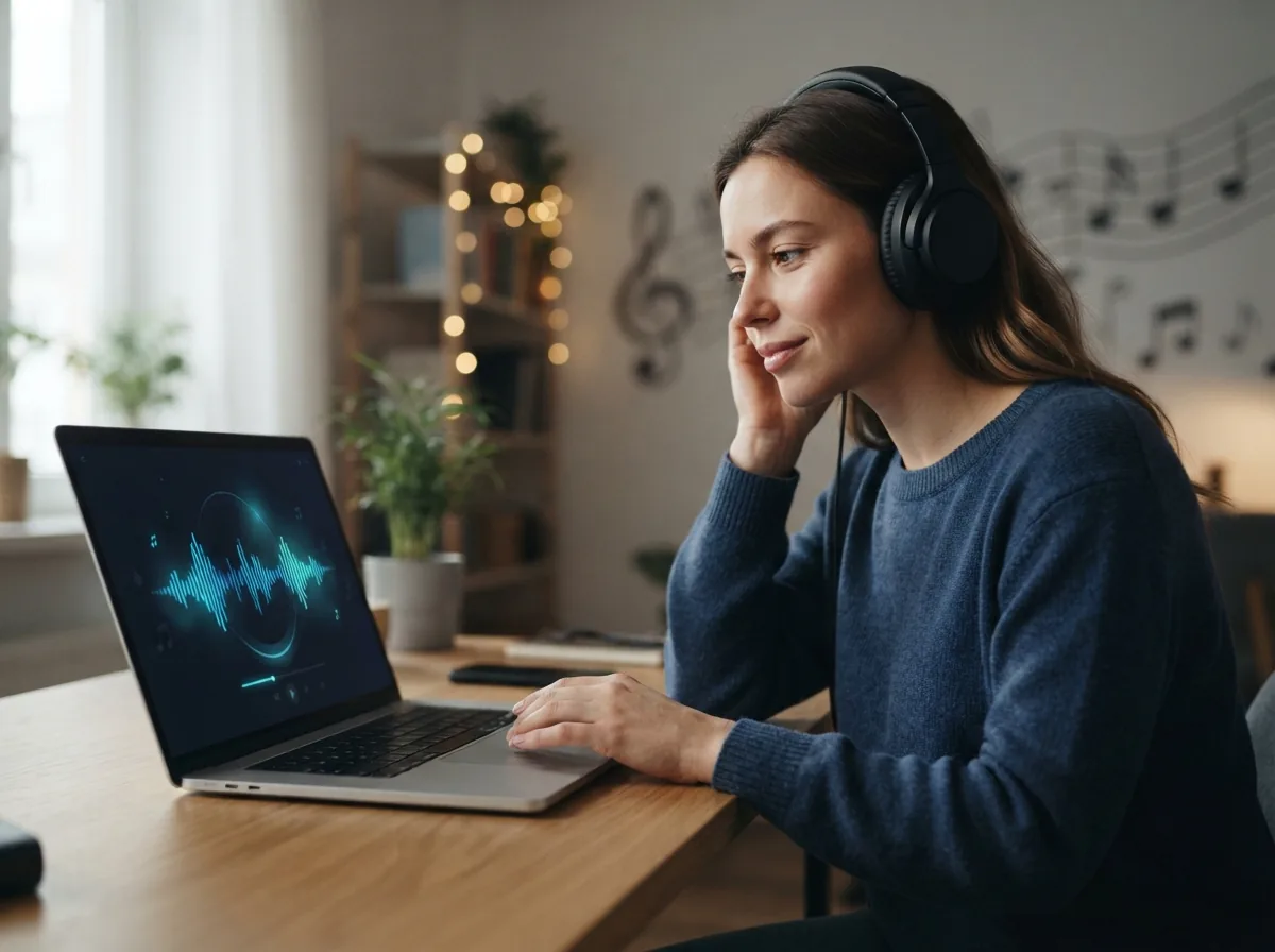 Person exploring classical music styles on a laptop