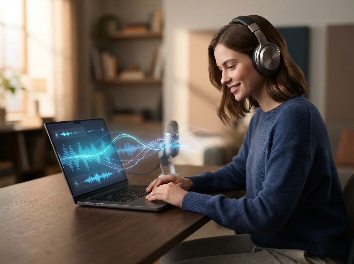 Creator checking music licensing and export options in a dark blue app