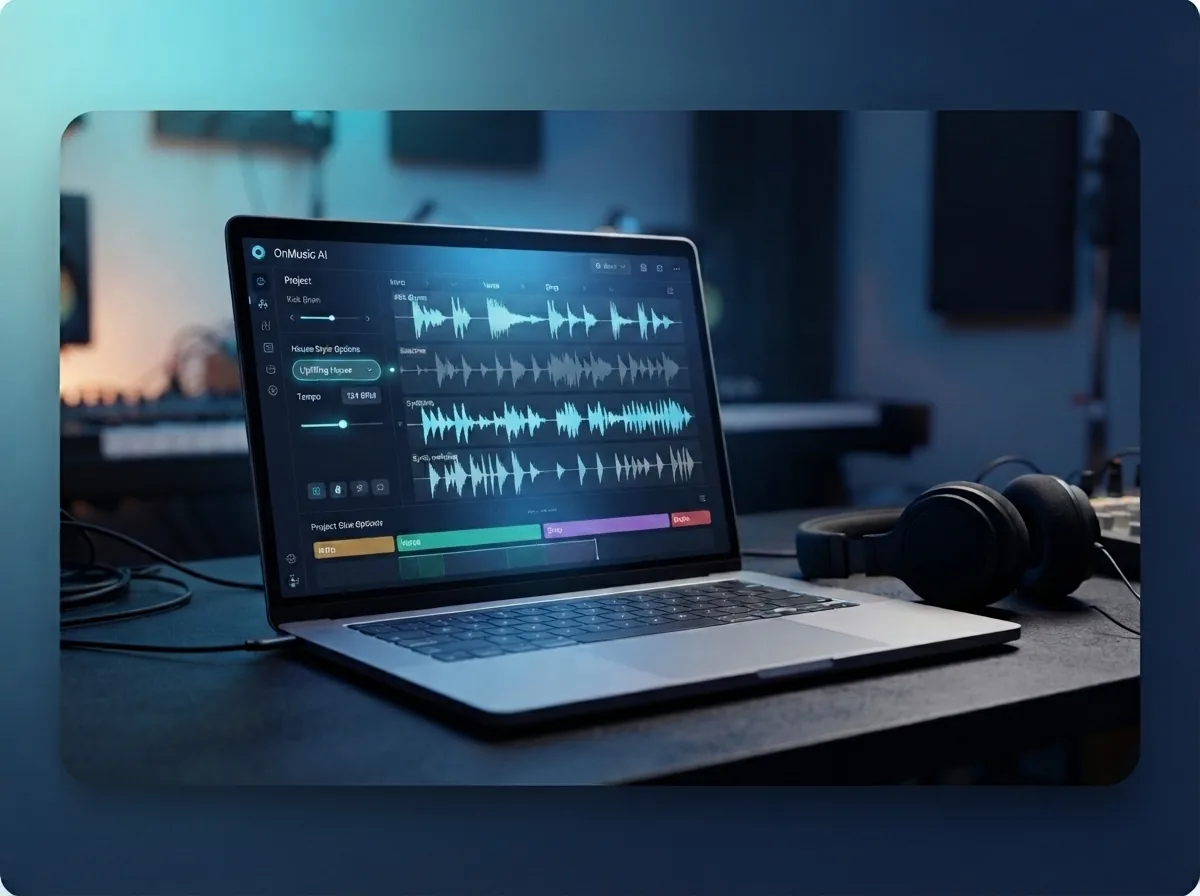 Person selecting house style options while the song is being created