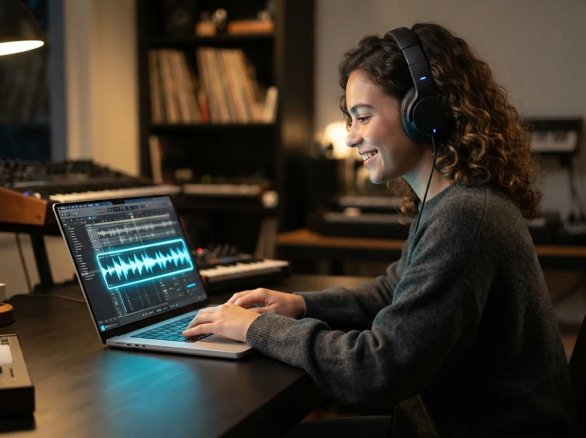 Person exploring different house music styles on a laptop