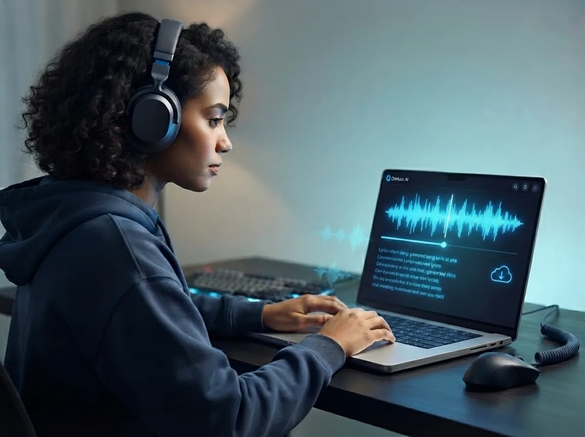 Maya previewing and downloading finished music created with Google Lyria 3.5