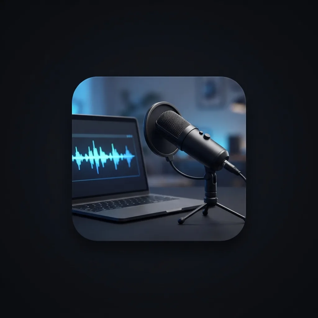 Home songwriter testing demo songs with microphone and AI music software