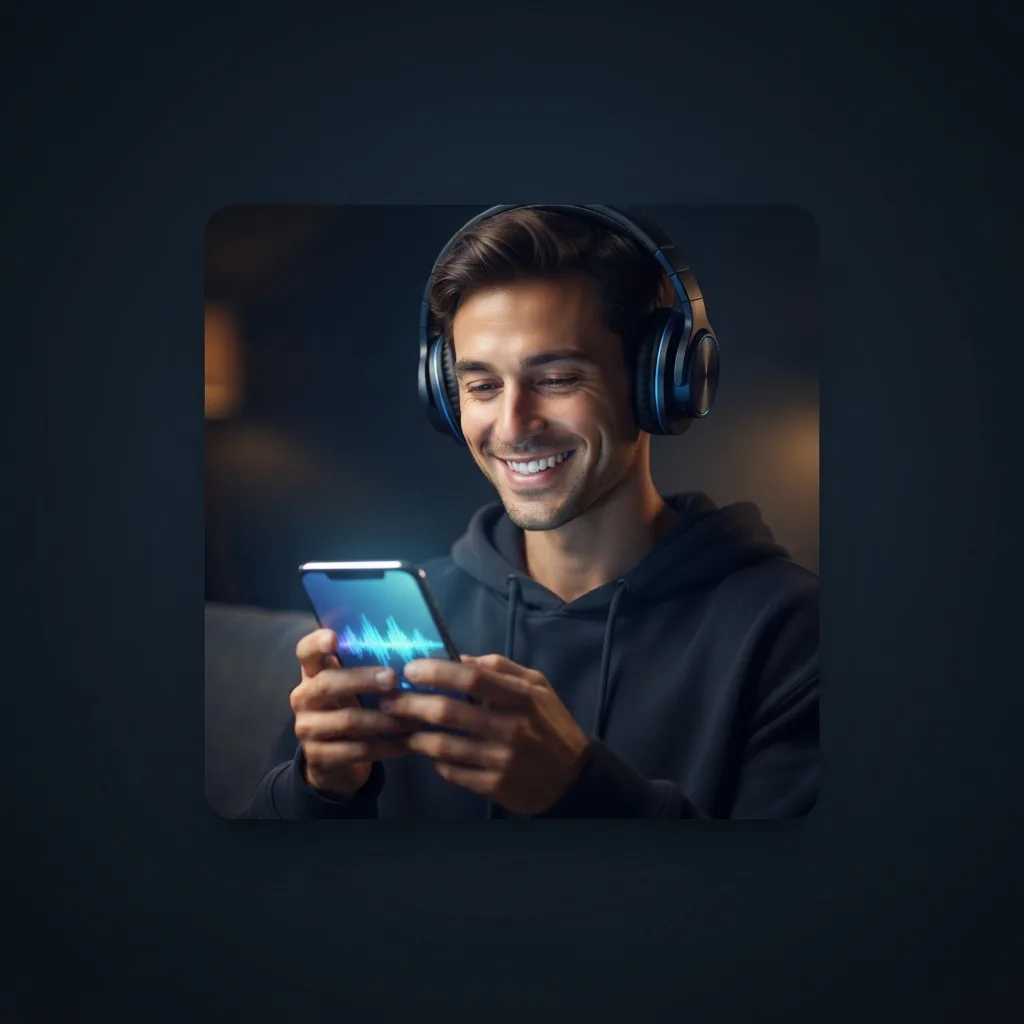 Person listening to a custom AI song made for sharing with friends