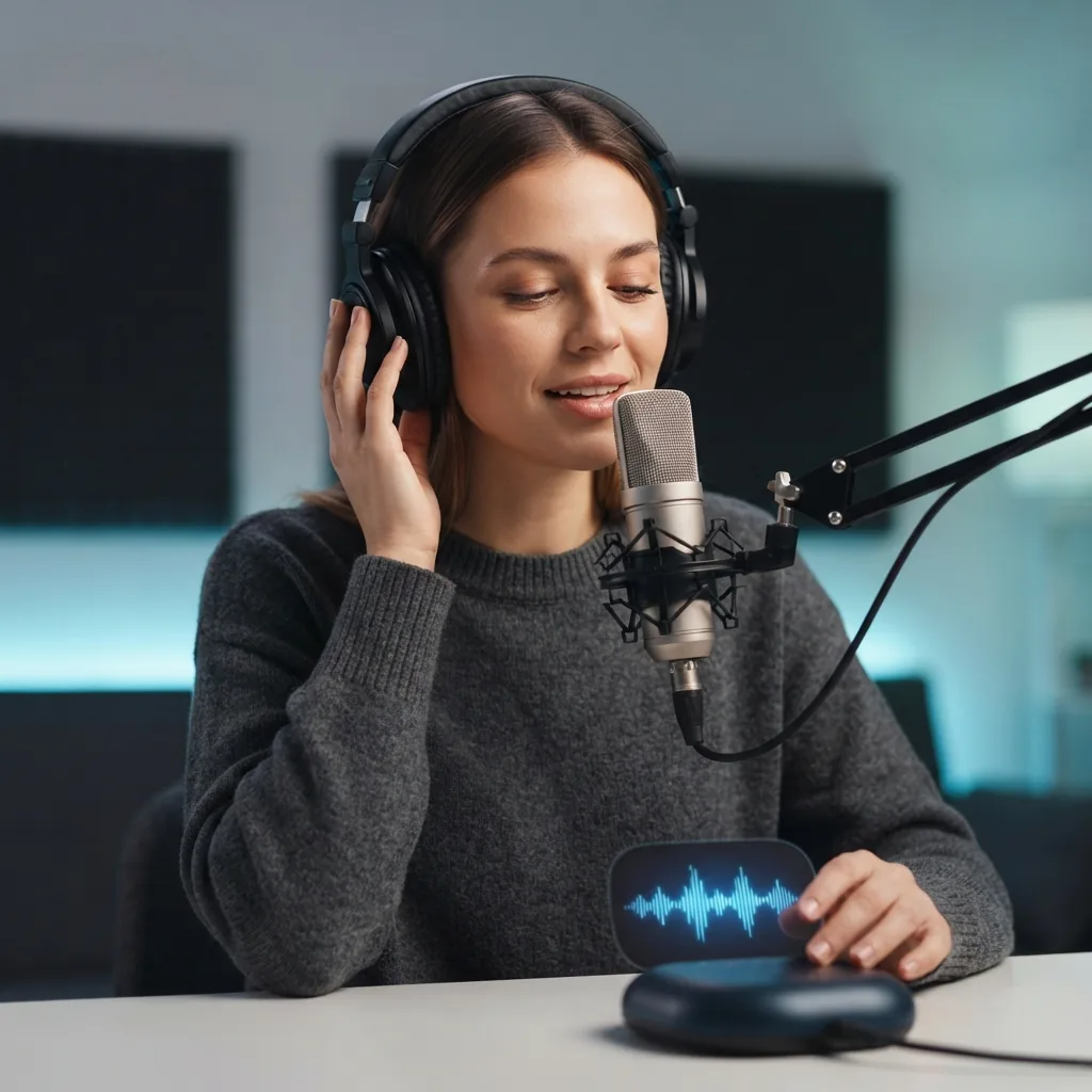 Singer using AI music tools to test vocal ideas at home