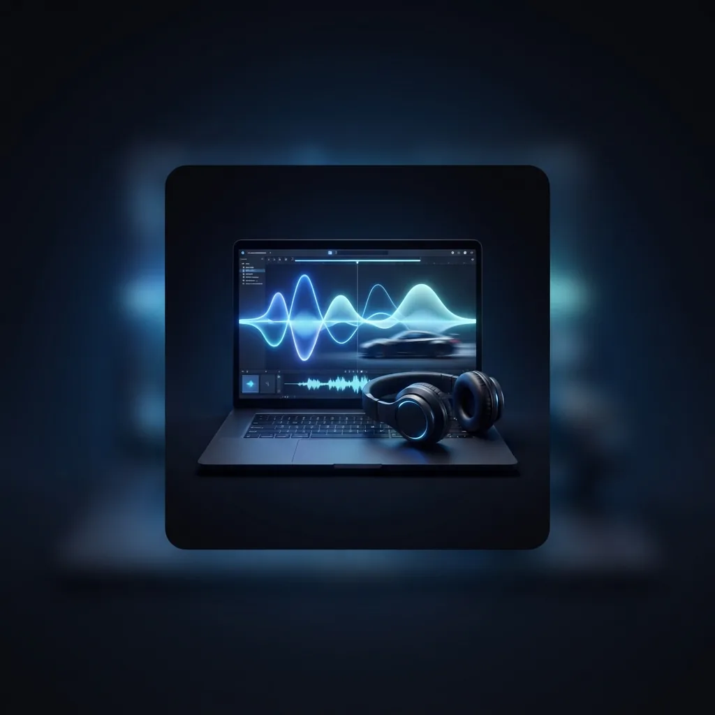 Content creator editing car drift clips using an AI music generator