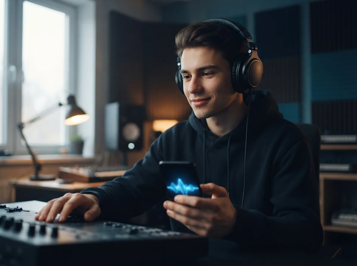 Hip-hop producer viewing creative rap alias options on a music software screen