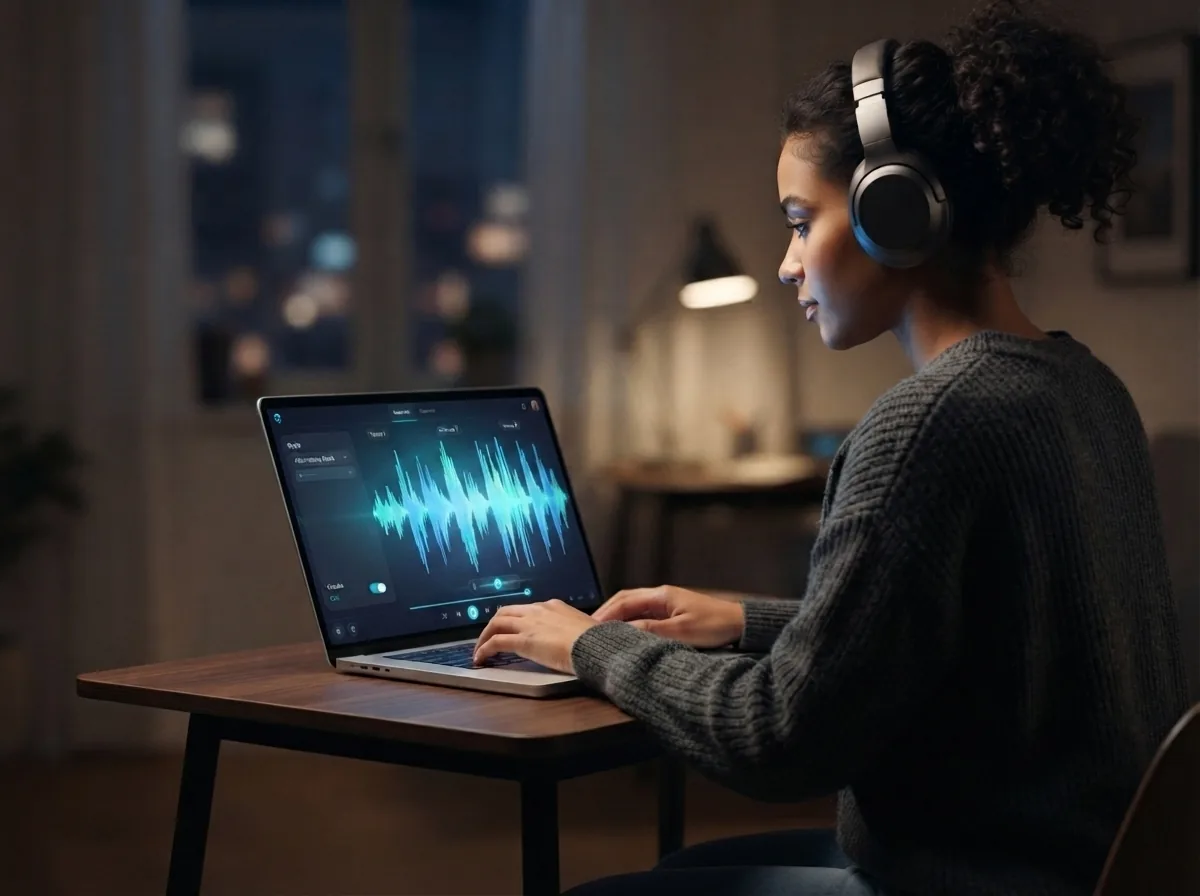 Maya choosing rock style settings while her song is being created on screen