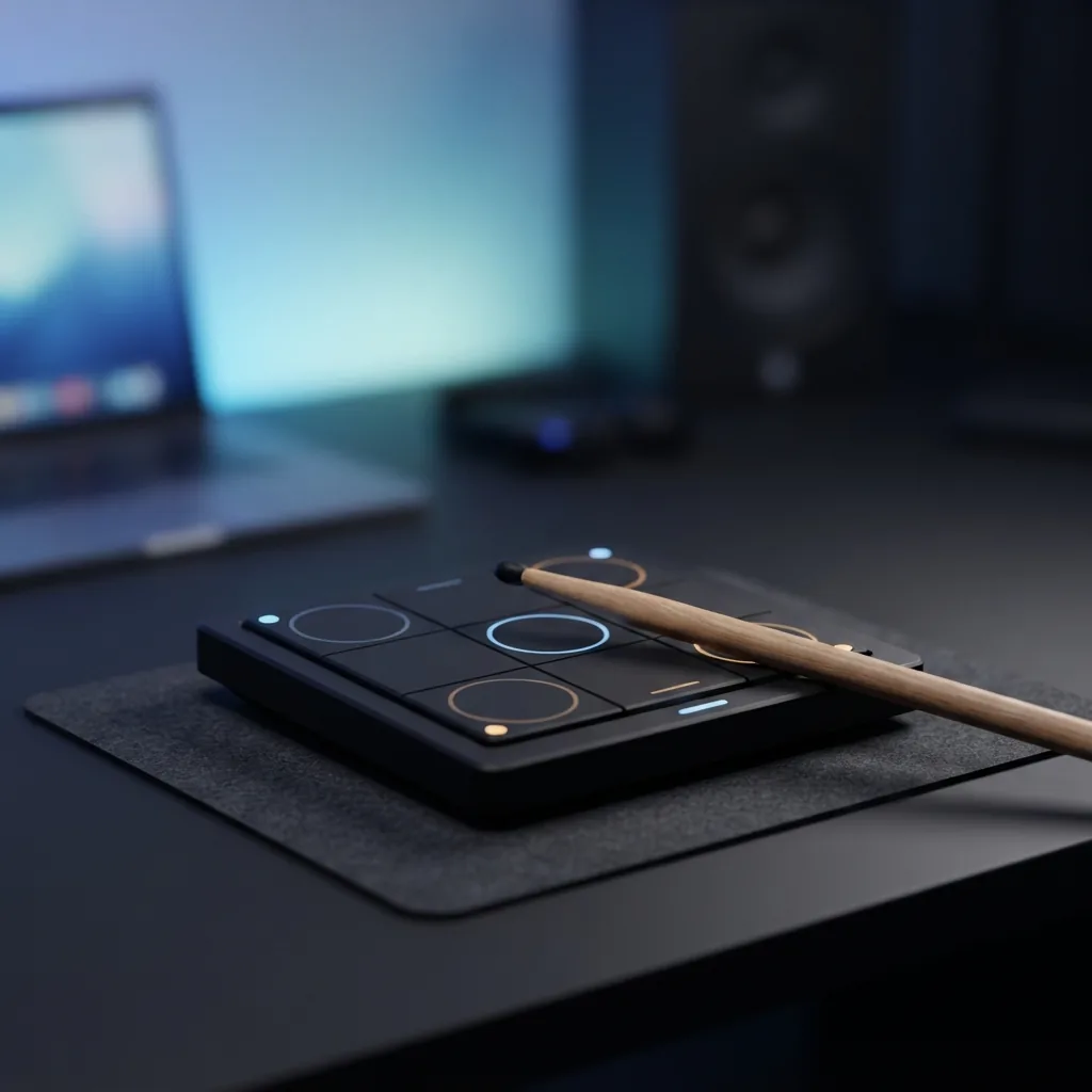 Creator sketching beat ideas with AI music tools on a laptop