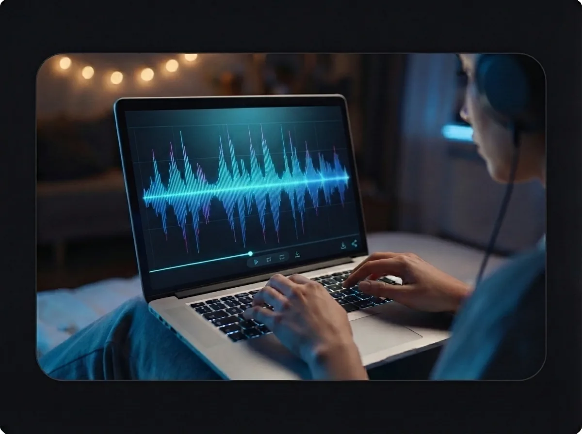 Maya previewing and downloading her finished techno song
