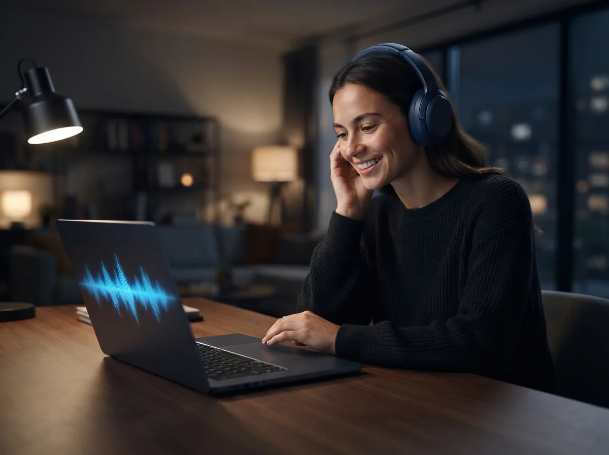 Music prompt interface with lyrics and genre options on laptop and phone