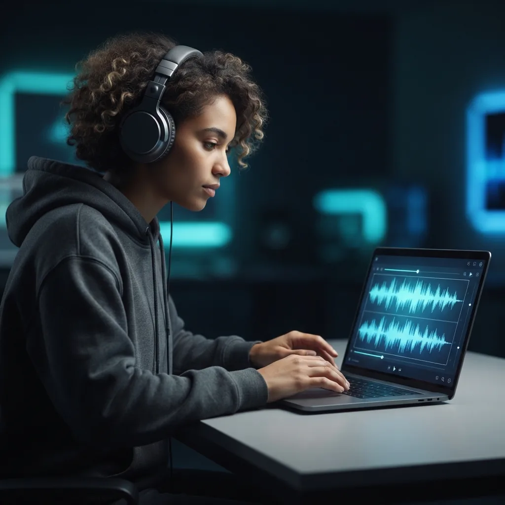 Listener checking audio quality before sharing a song made with Udio v4
